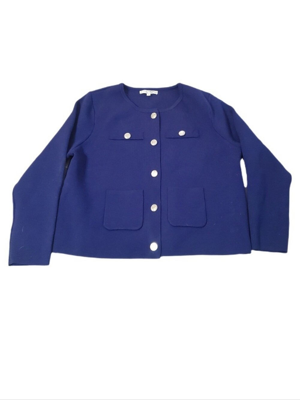 Lovetrend Women's Navy Blue Button Front Knit Blazer Jacket Petite XL